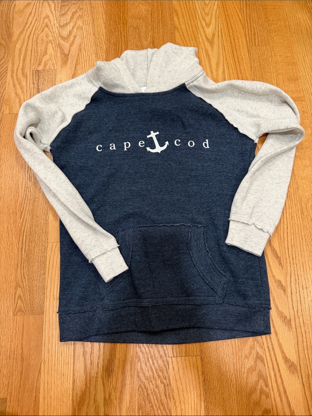 Cape Cod Anchor Kids Hoodie - Navy & Light Gray